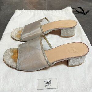 GUC Maryam Nassir Zadeh Mnz Sophie Slides, Mules 36.5, Silver Glitter
